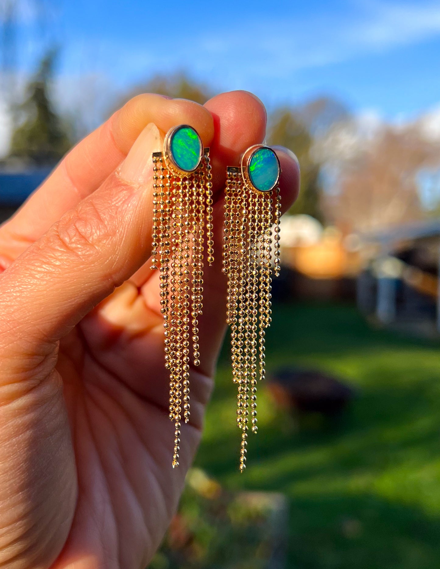 Opal Ear Jackets Gold Filled