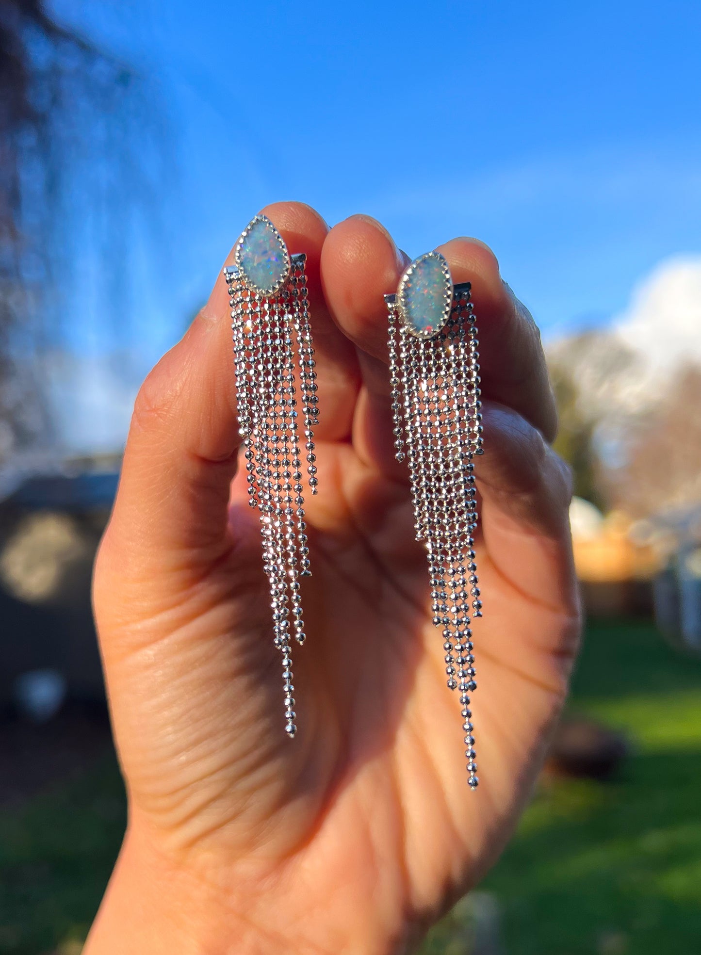 Opal Ear Jackets Silver