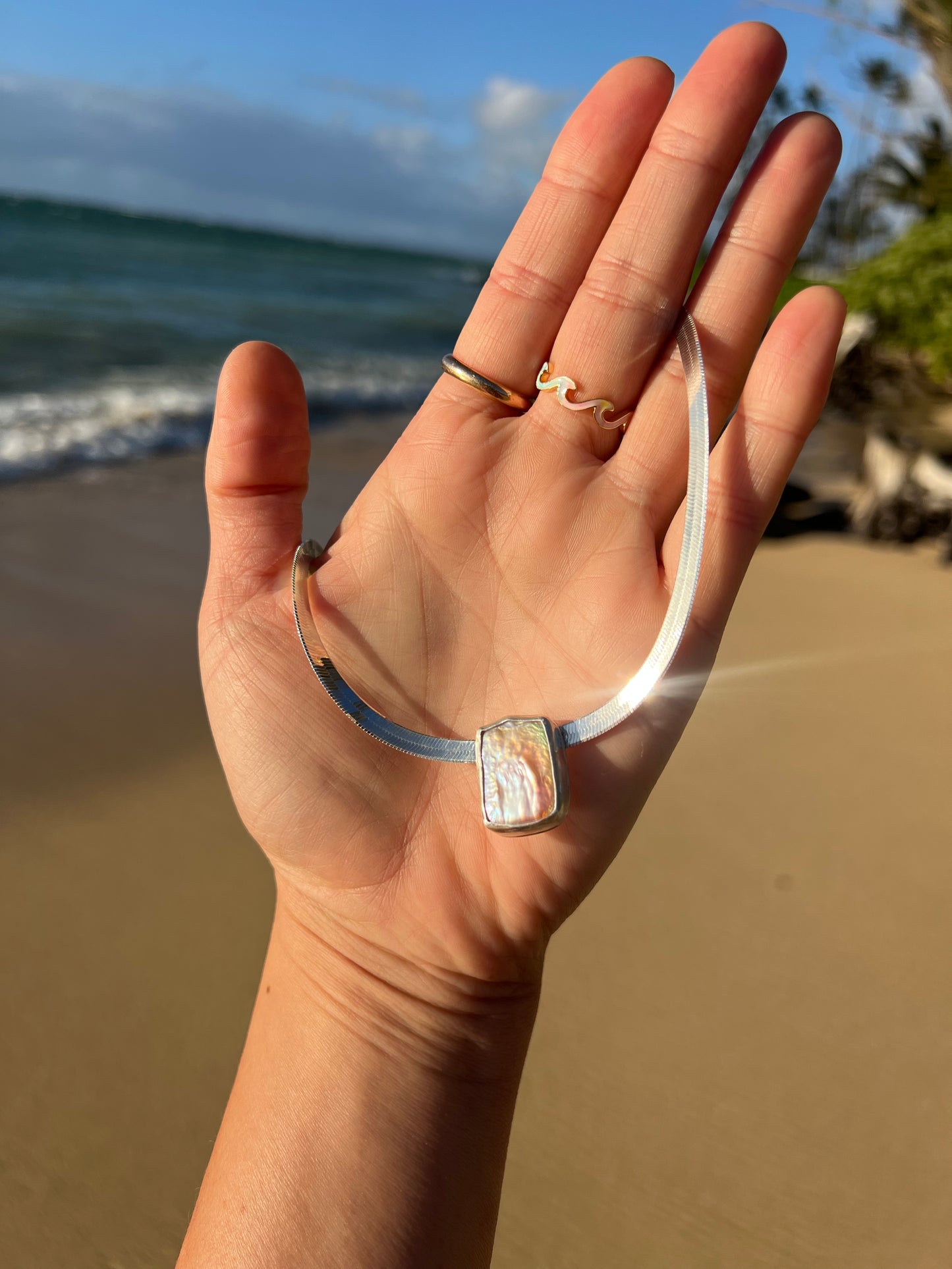 Pearl Herringbone Necklace