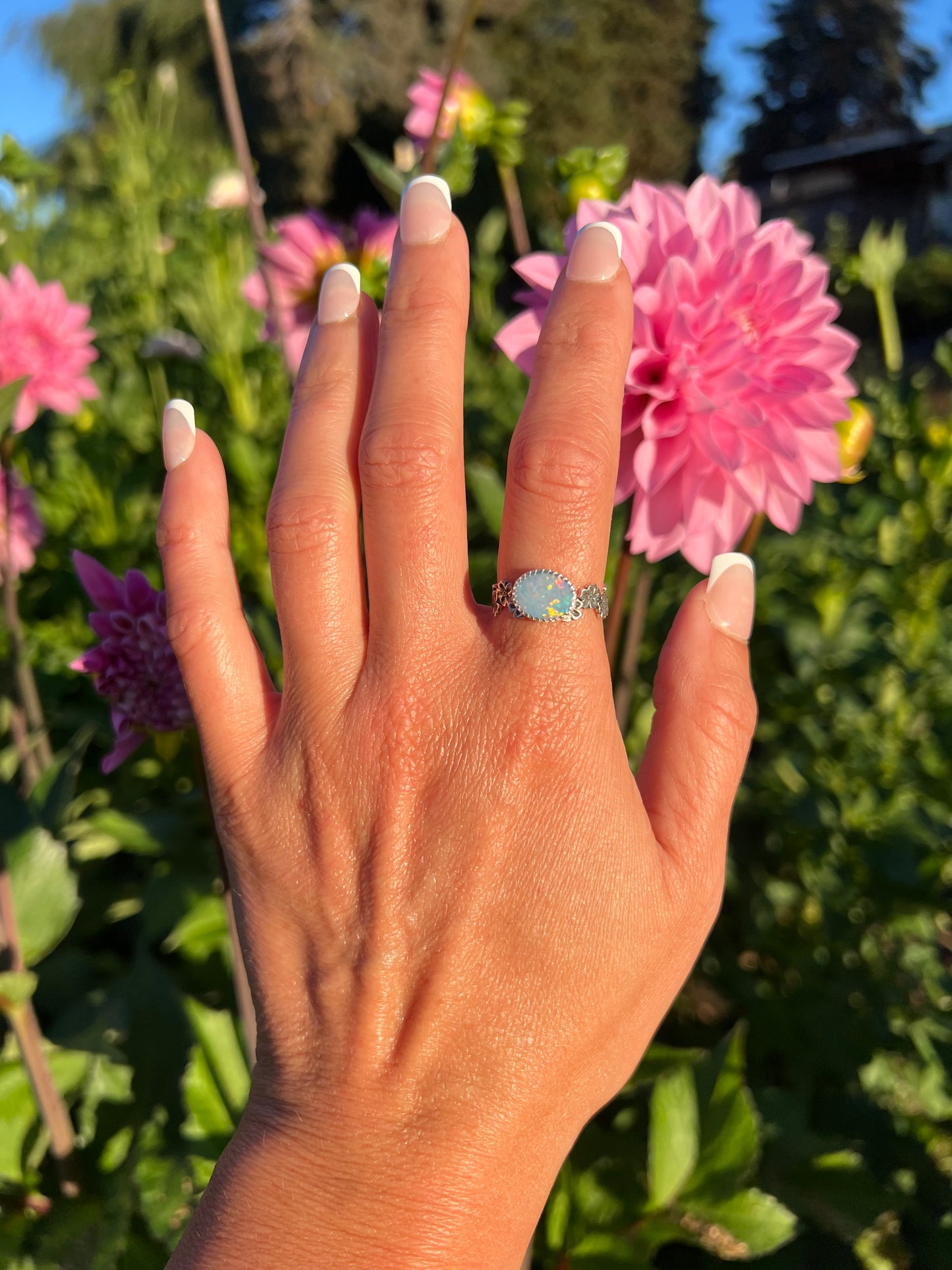 Opal Daisy Chain Ring