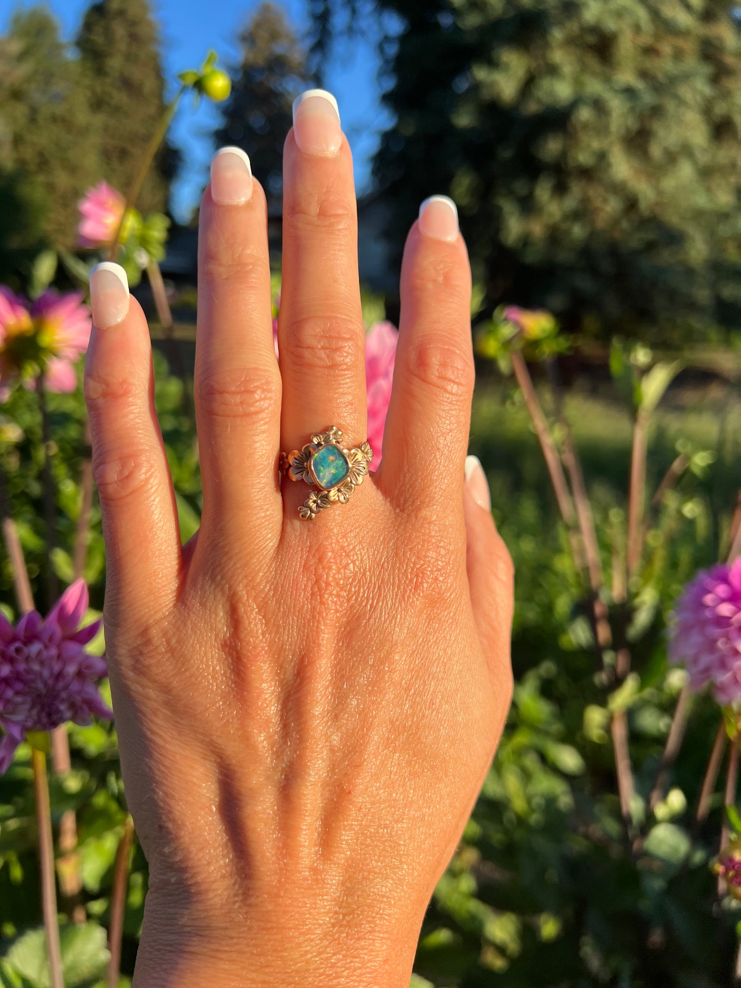 Opal Cherry Blossoms Ring