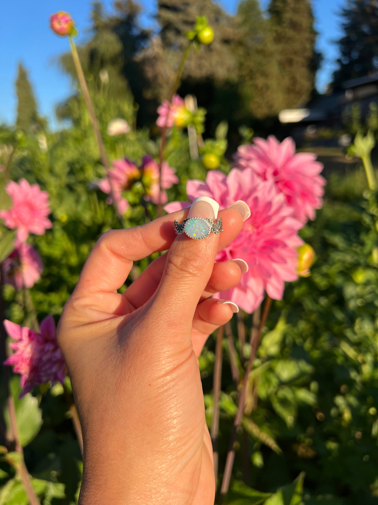 Opal Daisy Chain Ring