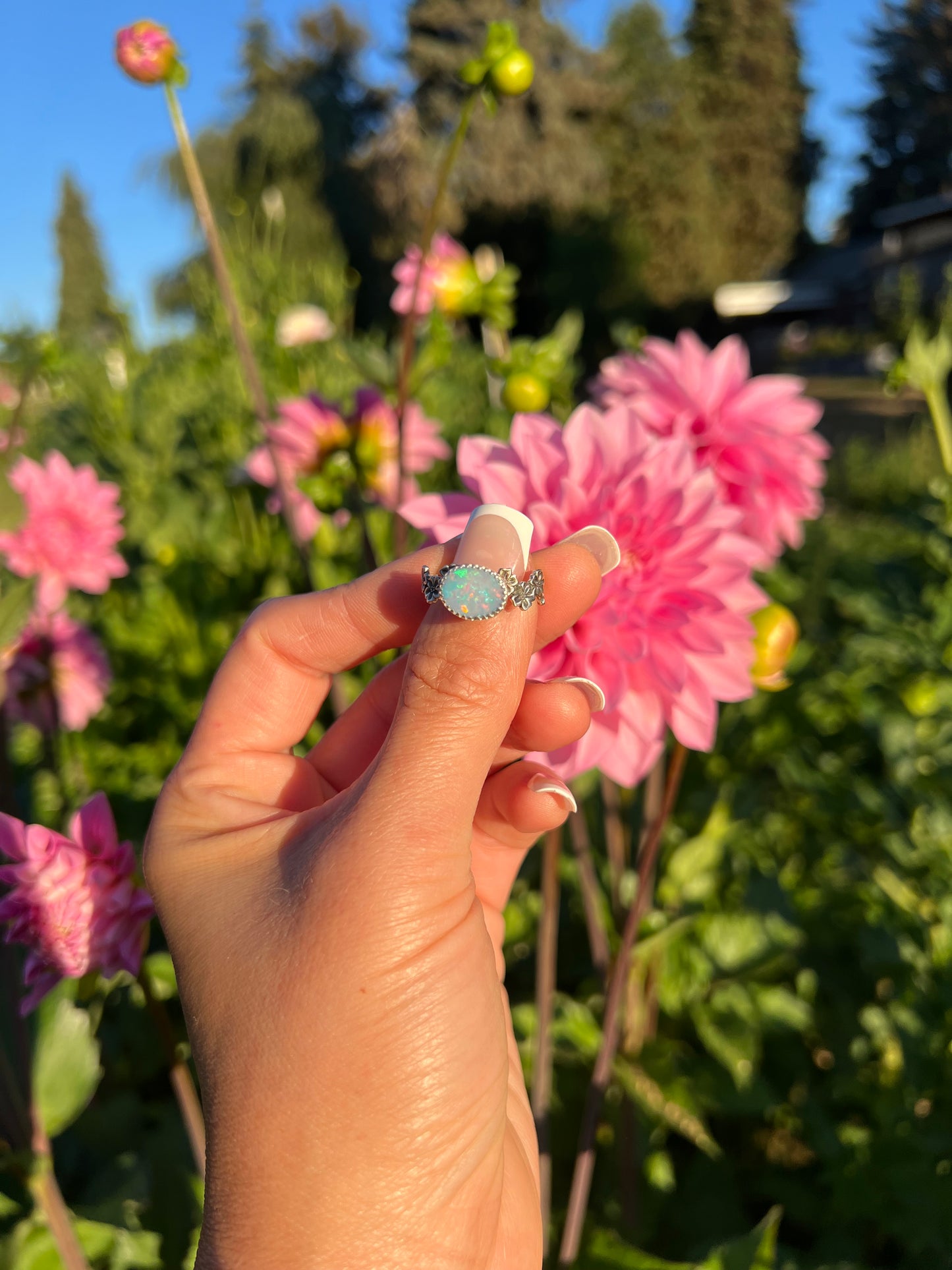 Opal Daisy Chain Ring