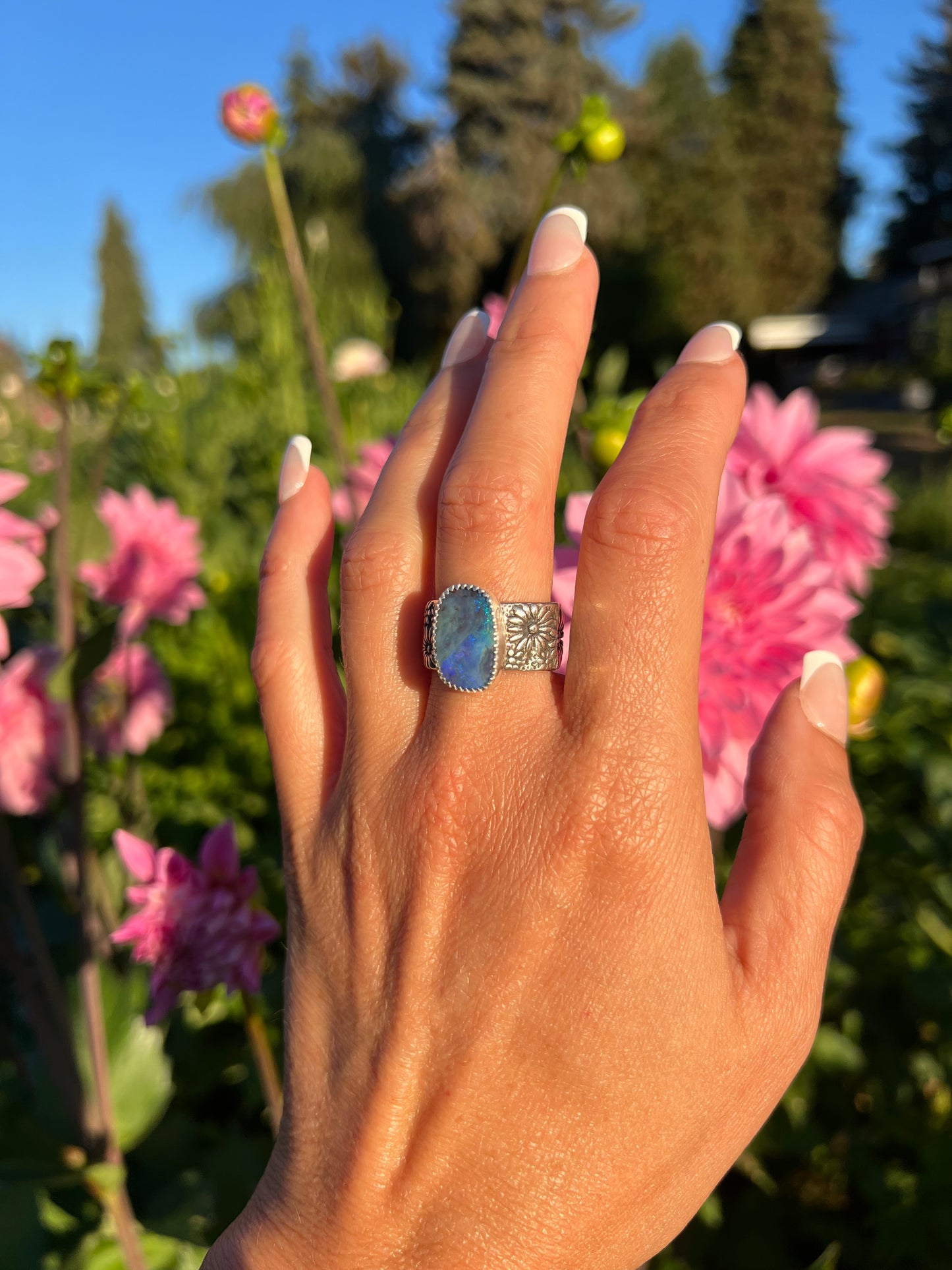 Boulder Opal Wildflower Ring