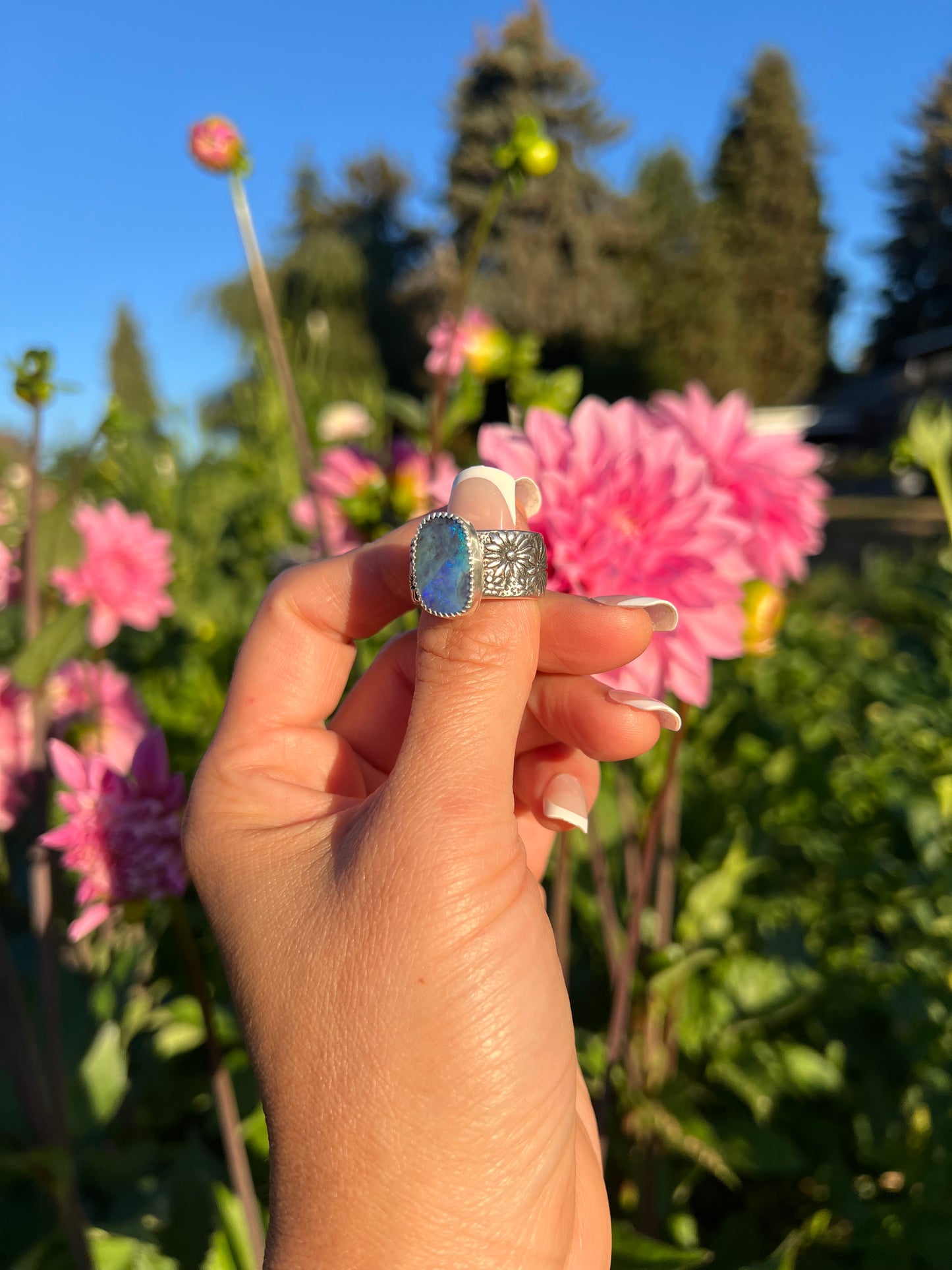 Boulder Opal Wildflower Ring