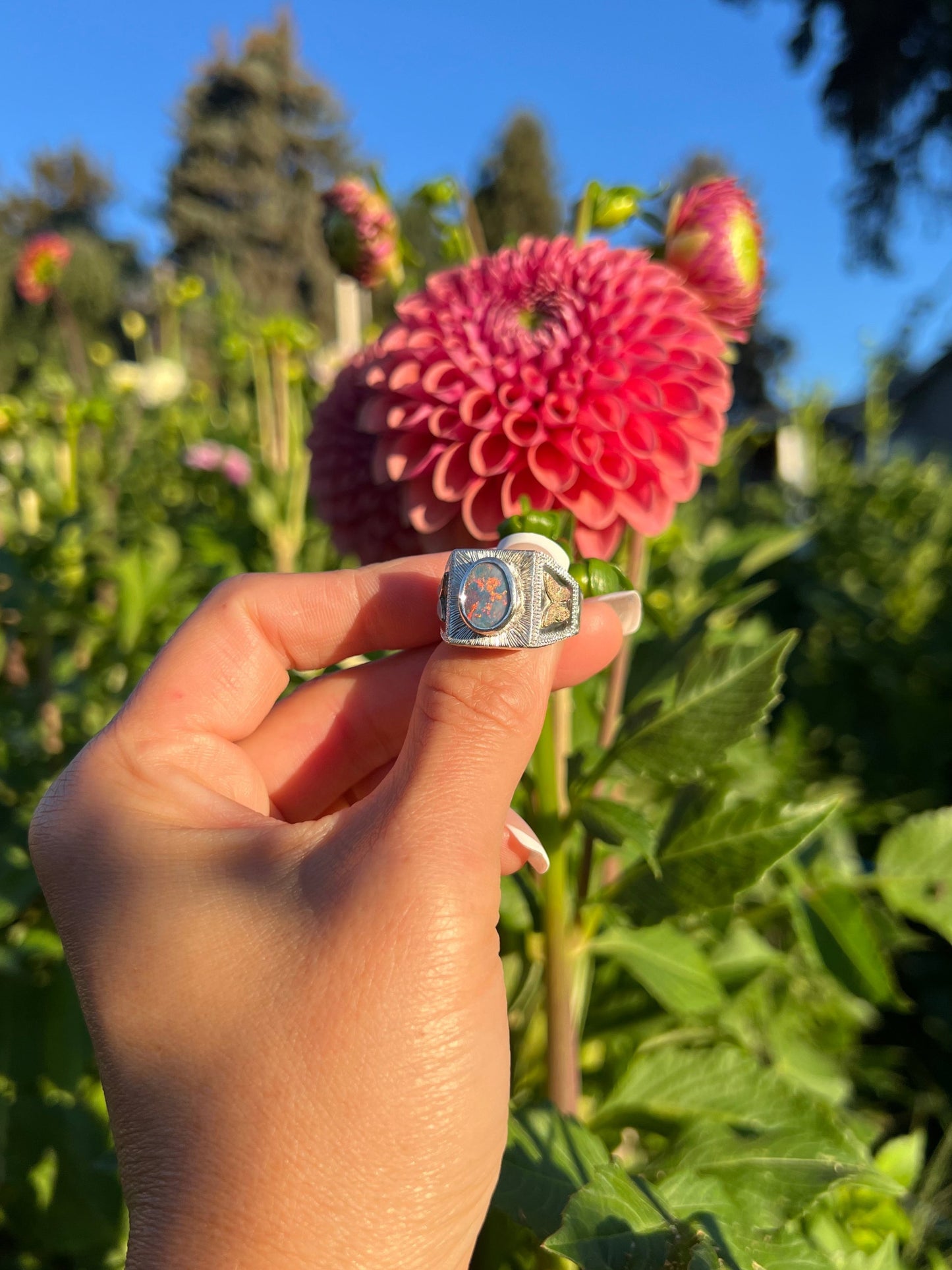 Opal Butterfly Signet