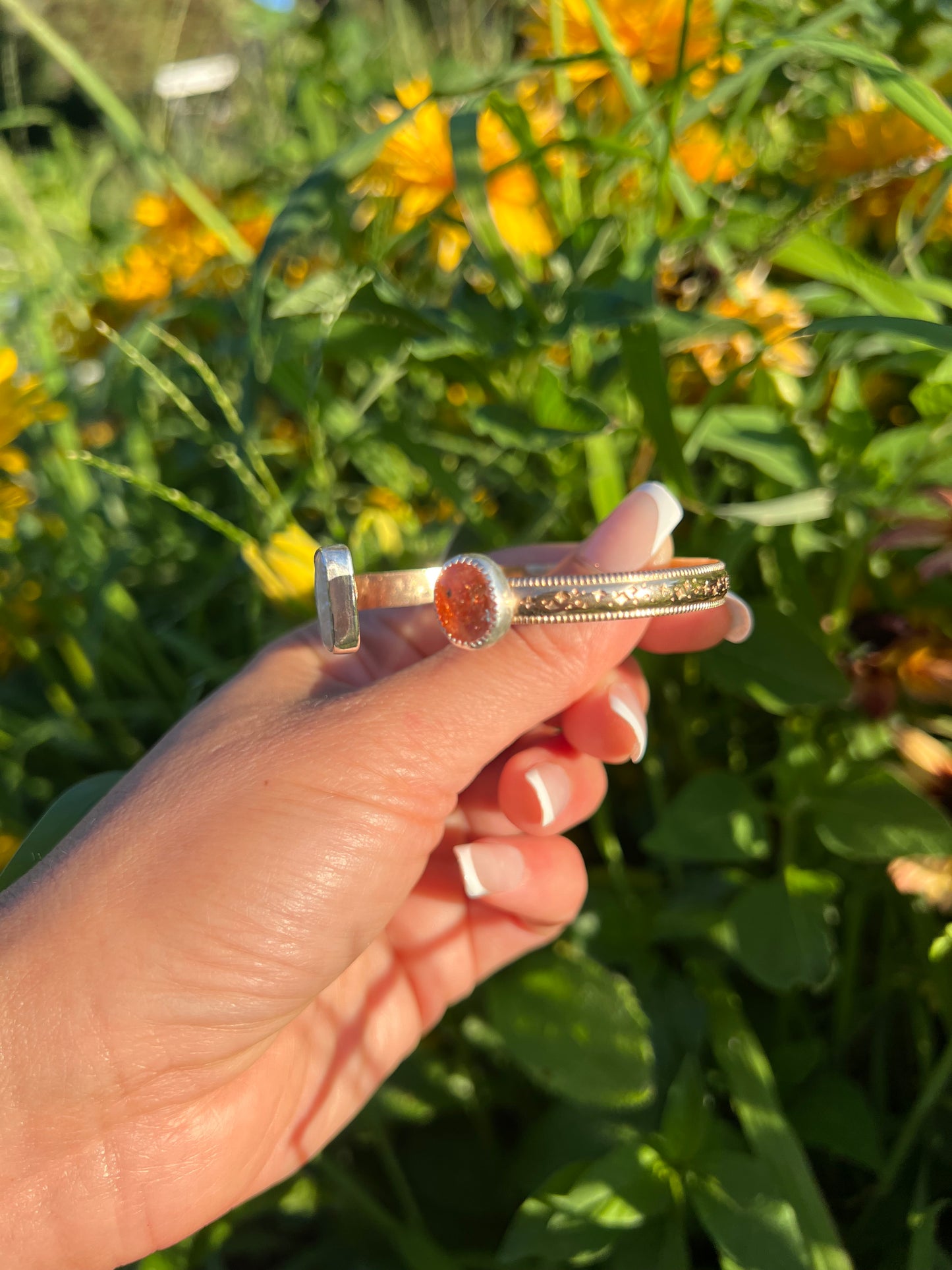 Sunstone & Pearl Open Cuff