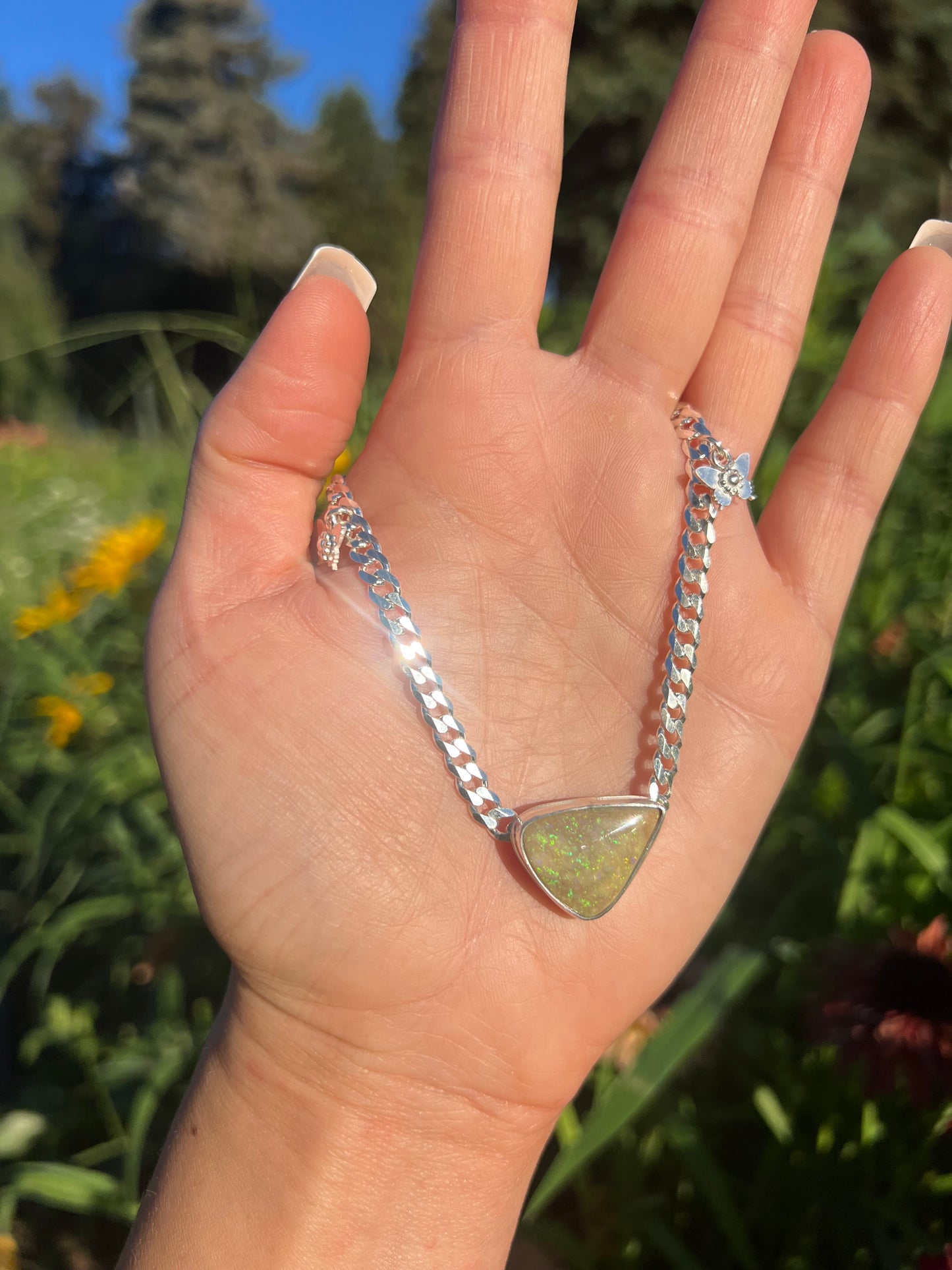 Boulder Opal and Butterflies Necklace