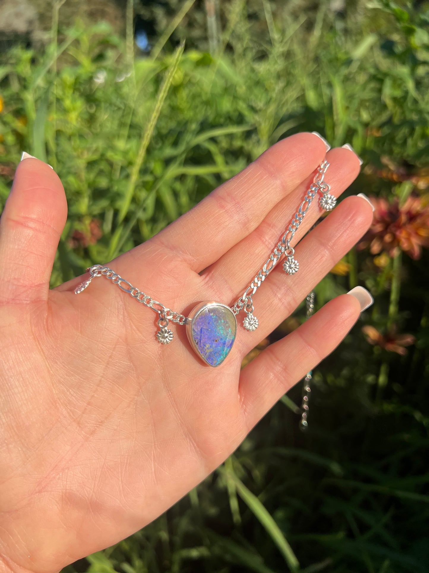 Boulder Opal Dancing Daisies Necklace