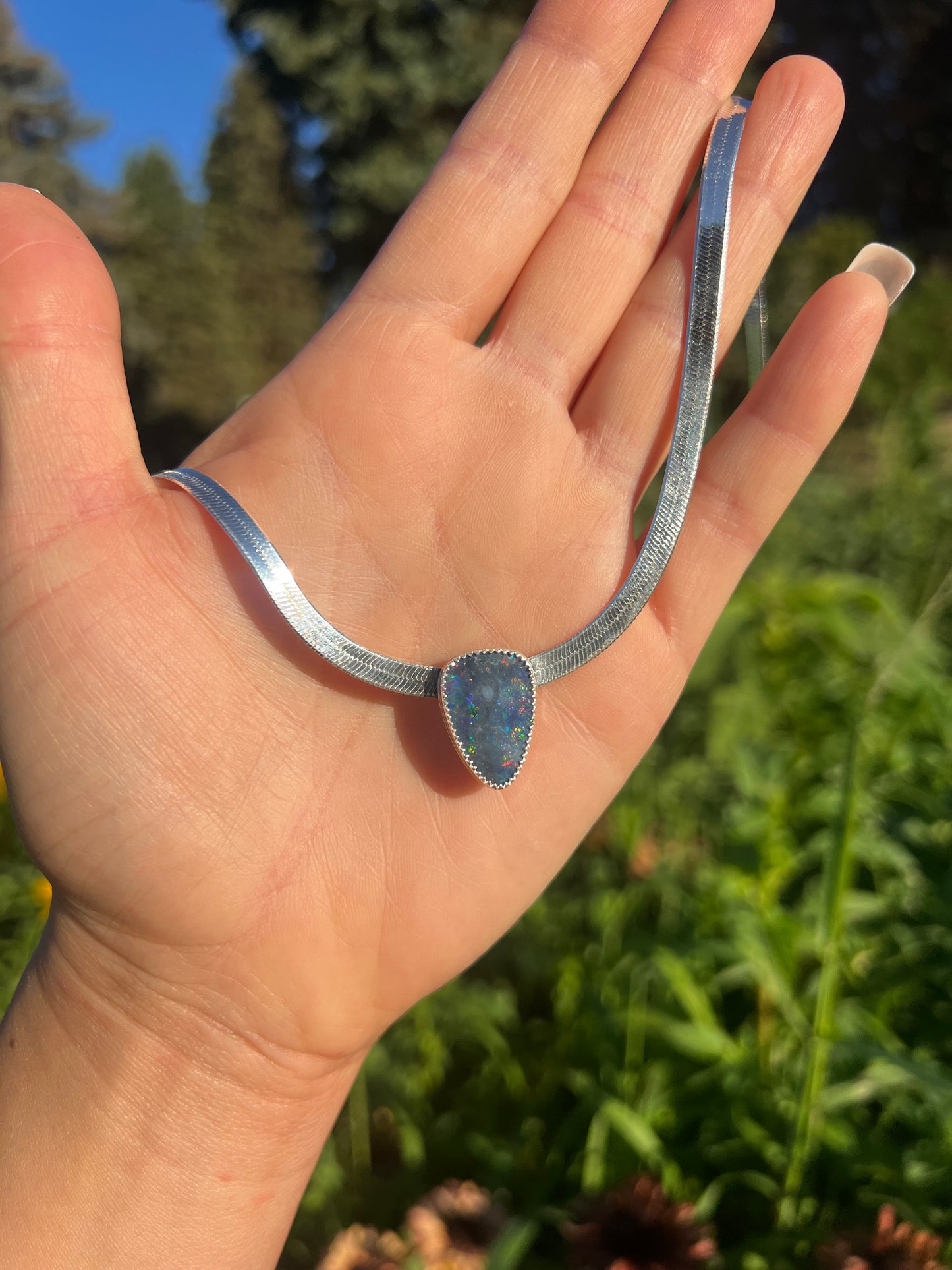 Opal Herringbone Necklace