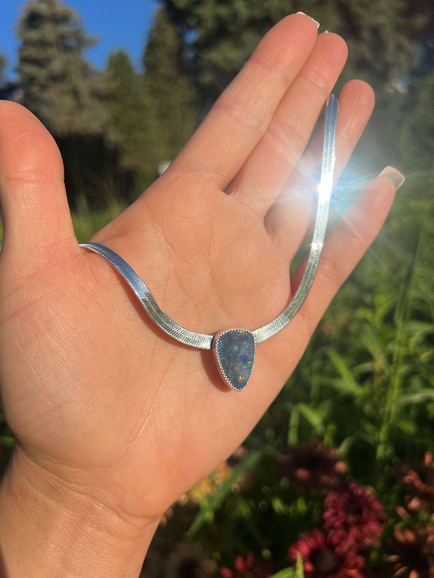 Opal Herringbone Necklace