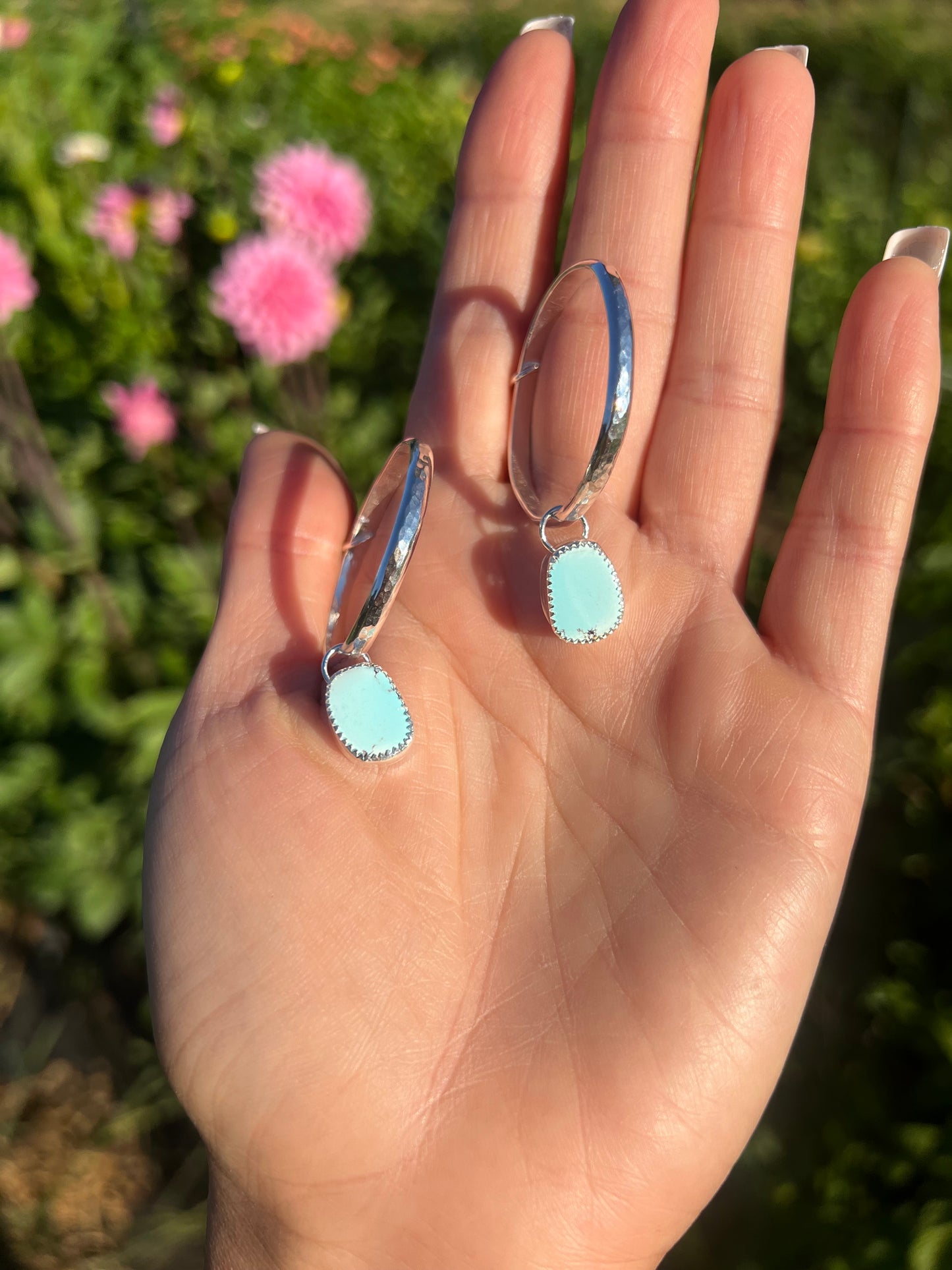 Turquoise Floral Hoops