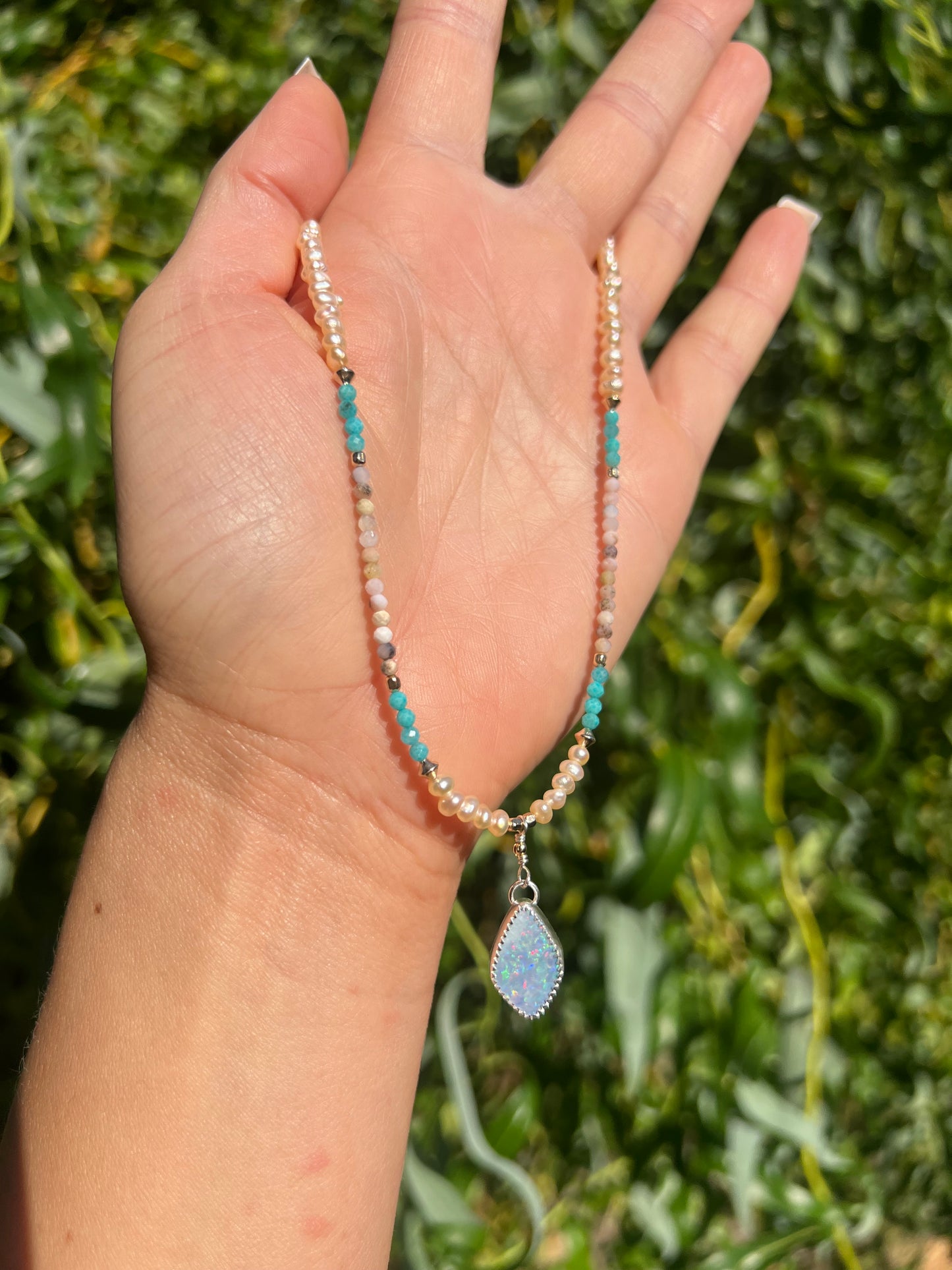 Opal Beaded Pendant