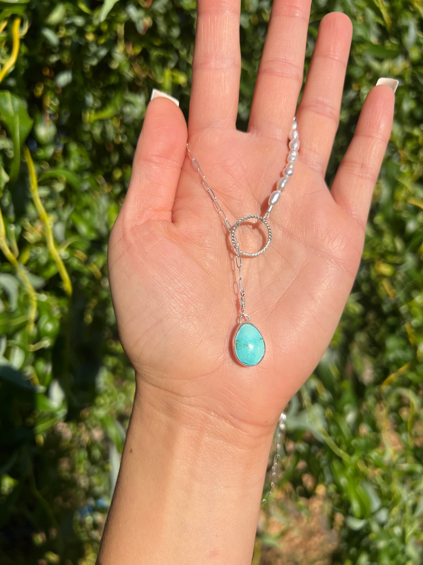 Turquoise Beaded Lariat Necklace