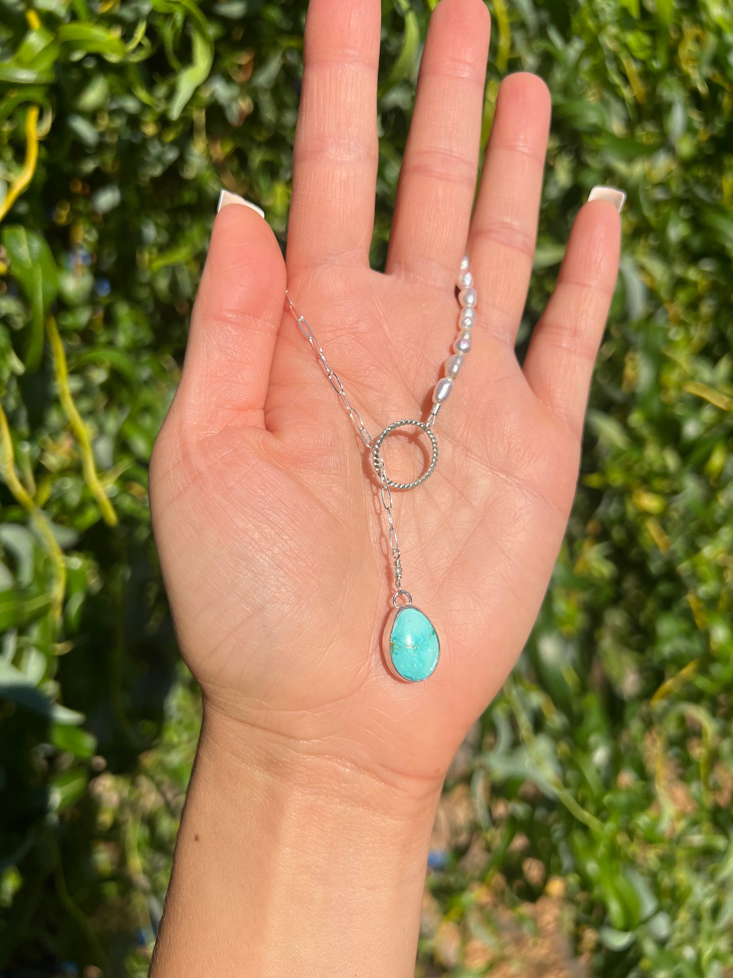 Turquoise Beaded Lariat Necklace