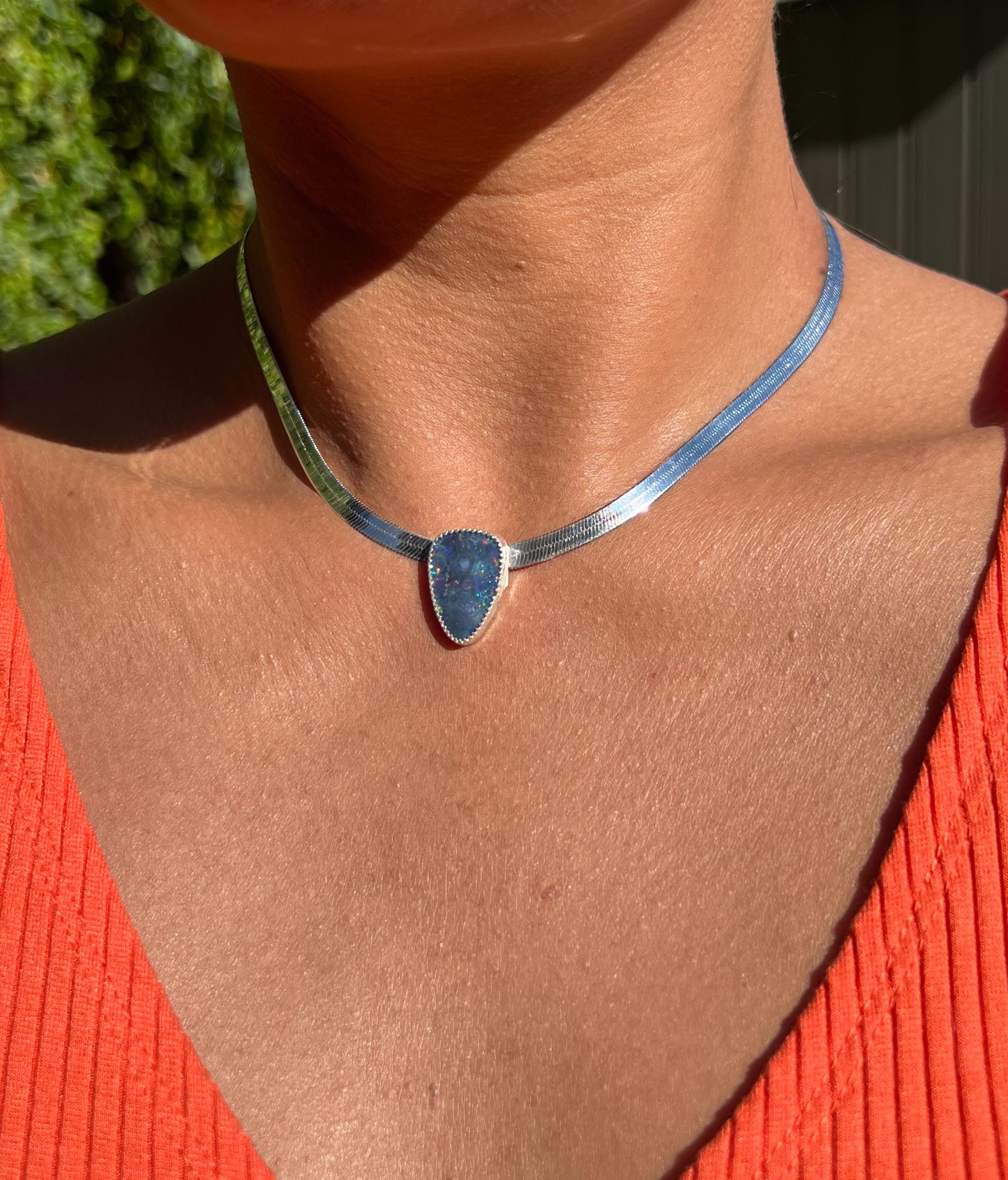 Opal Herringbone Necklace