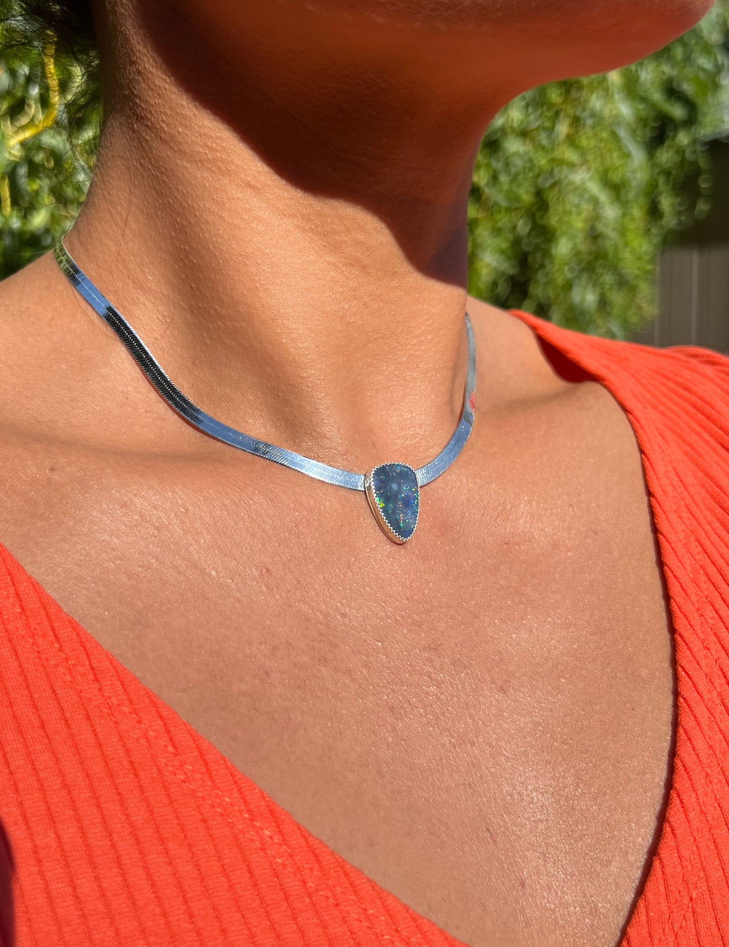 Opal Herringbone Necklace