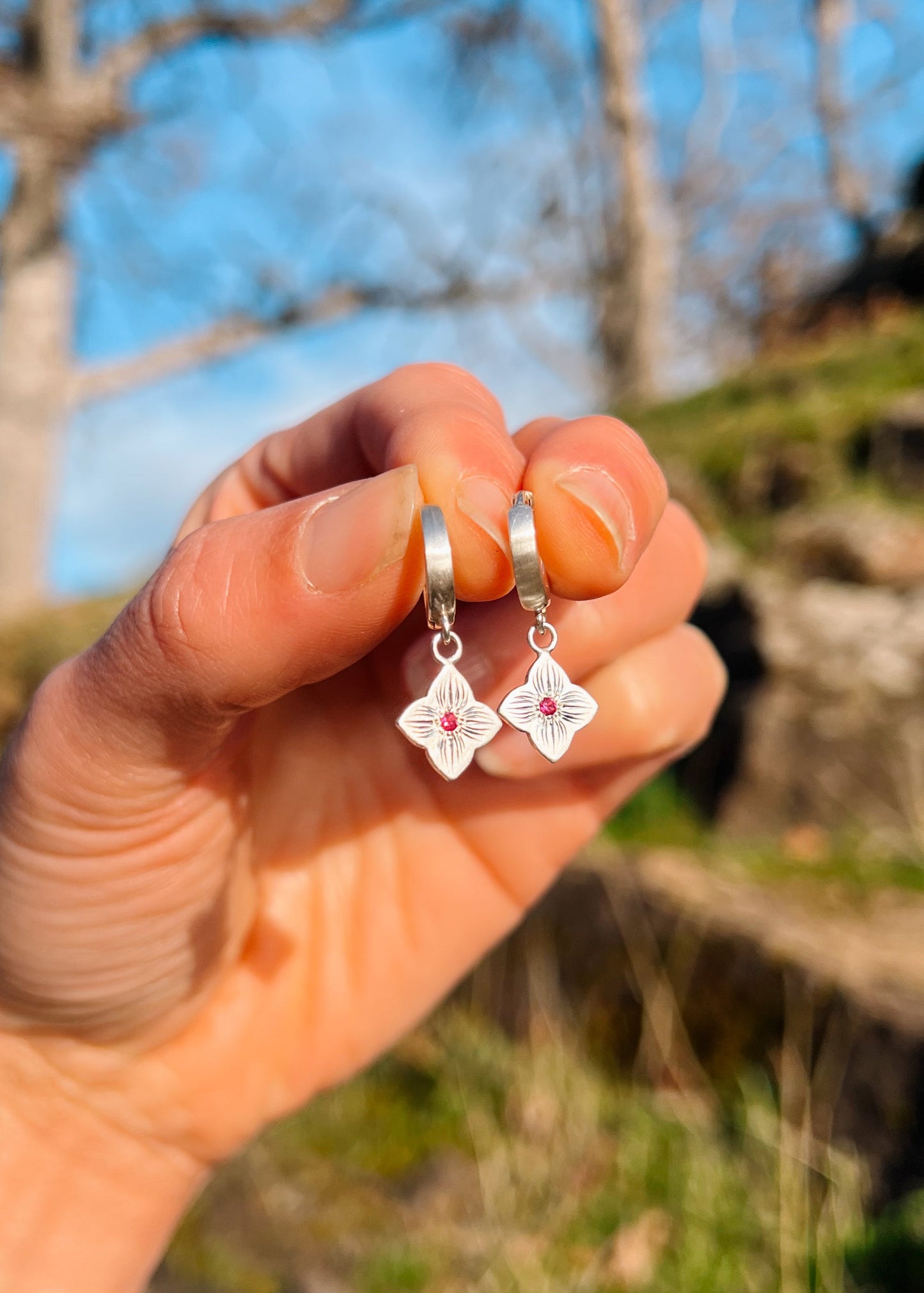 Fleur Huggie Earrings